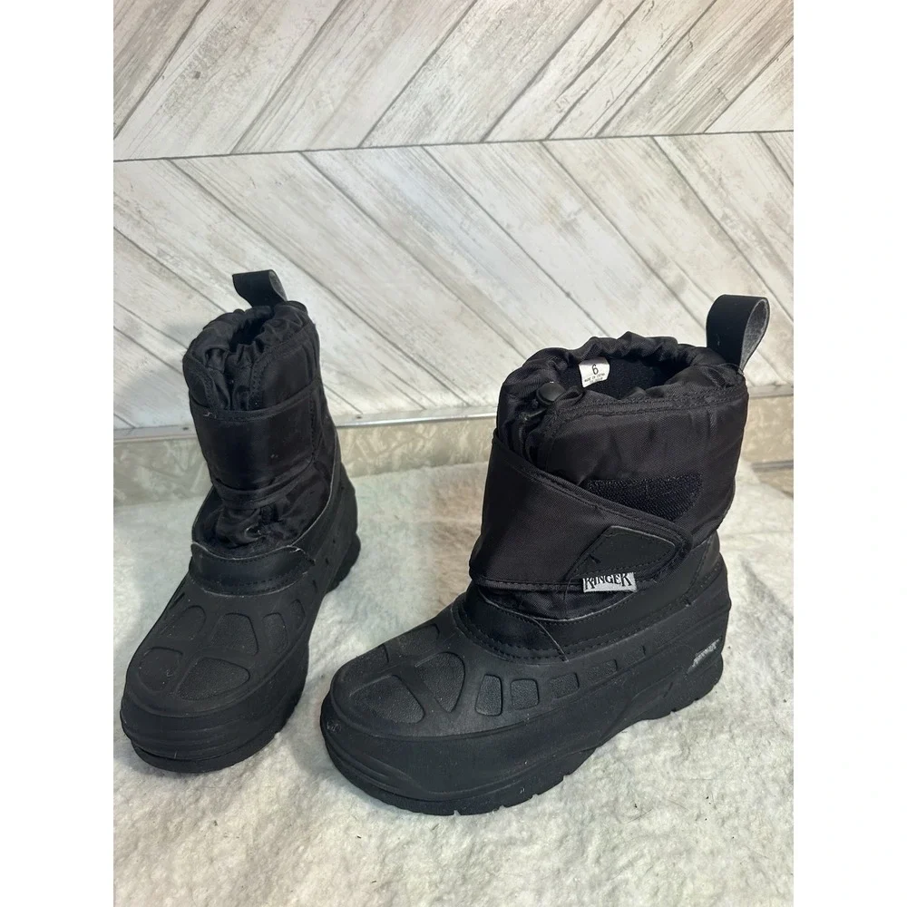 Ranger Snow Boots Mens Size 6 Black Front Zip Rubber Shell Winter Traction